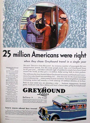 Greyhound Bus ad from 1933