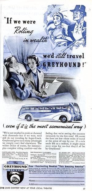 Greyhound Busline ad from Hollywood Nov 1938