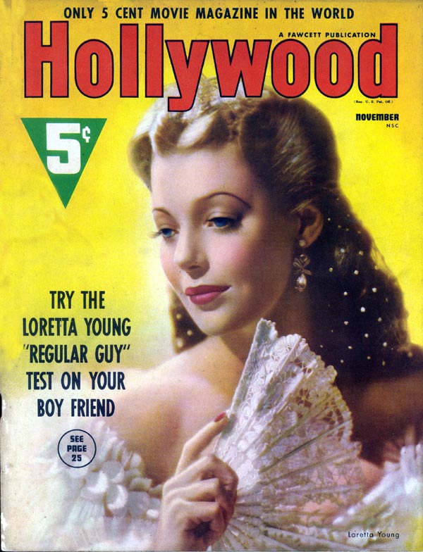 Loretta Young on the cover of Hollywood Magazine November 1938